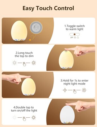 Нічник-ліхтарик MediAcous для дітей та малюків з 8 кольорами, регулюванням яскравості, таймером 1 година та сенсорним керуванням. Декоративний нічник з мисливцями для дитячої кімнати (білий)