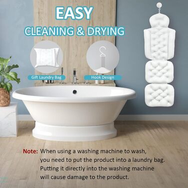 Подушка для ванни Luxus для тіла з сіткою та присосками, підтримка голови, шиї та спини - 3D Air Mesh, білий