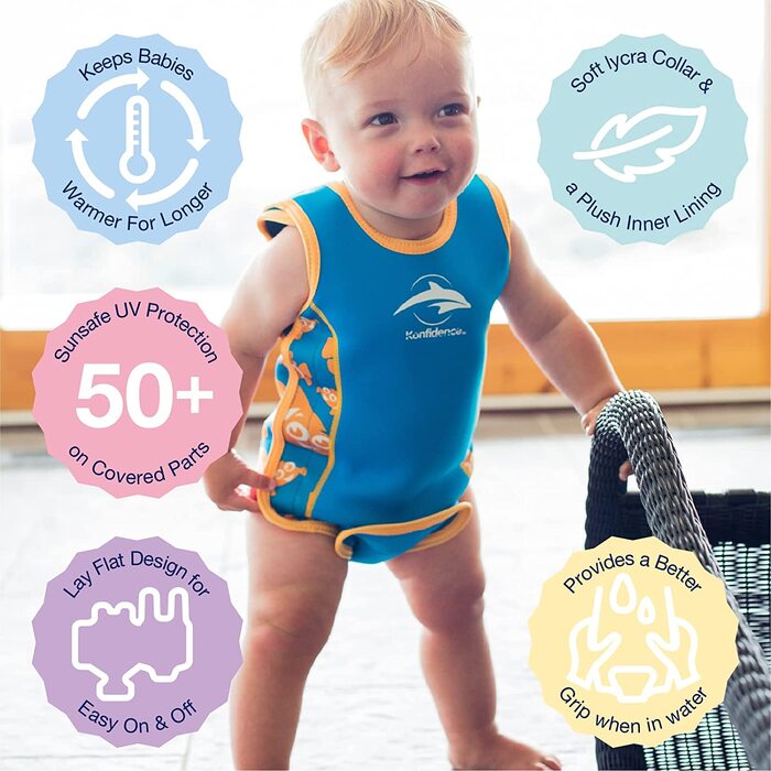 Дитячий гідрокостюм Konfidence Babywear-рожевий (хвиля кольору фуксії ), 0-6 місяців