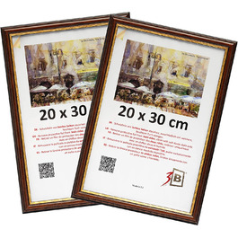 Рамка для фотографій барі сільський темно-коричневий-229 ,7 см (А4) - Дерев'яна рамка, фоторамка, портретна рамка з акриловим склом (20 х 30 см - 2 упаковки), 3-