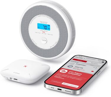 Датчик диму та CO X-Sense з Wi-Fi, голосовий сповіщення та визначенням місця розташування, 2-в-1, з базовою станцією SBS50, XP0A-MR11
