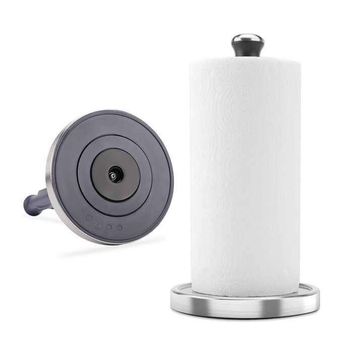 Тримач для паперових рушників KITCHENDAO на стільницю, стійкий сталевий диспенсер з поворотним механізмом та адгезивною основою, чорний