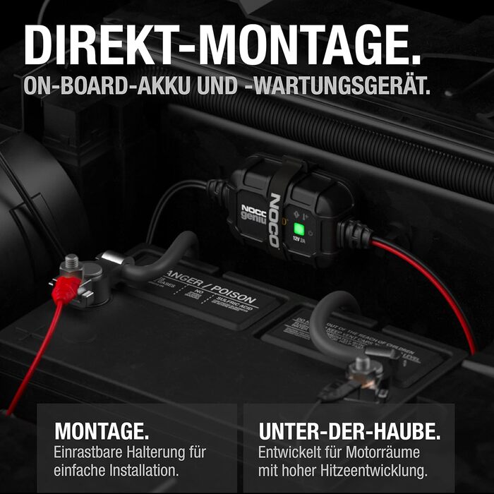 NOCO GENIUS2D: Інтелектуальний зарядний пристрій для акумуляторів 12V 2A – Підтримує, заряджає та десульфатує акумулятори, з захистом від перевантаження та температурною компенсацією. Підходить для свинцево-кислотних акумуляторів