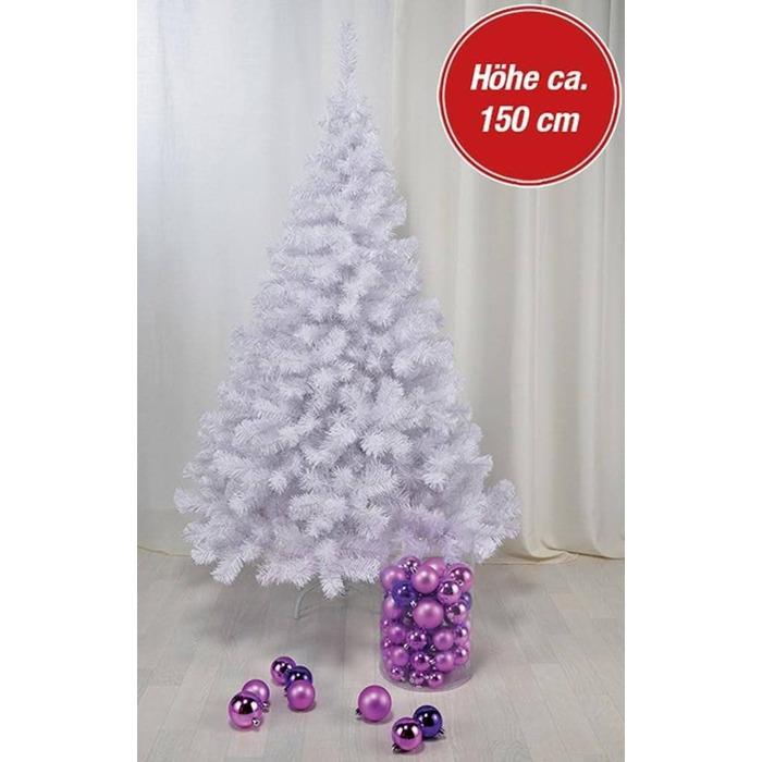 Різдвяна ялинка висотою 150 см в білому Пластикова Різдвяна ялинка висотою 150 см з підставкою