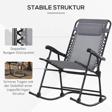 Зручне вуличне крісло-гойдалка, стійке до погодних умов, складане, з підголівником, витримує до 120 кг, світло-сірого кольору