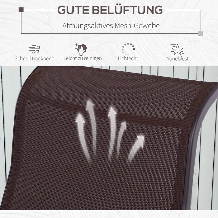 Крісло-гойдалка для саду, садове крісло, крісло для відпочинку, садова гойдалка, металеве крісло-гойдалка для саду, тераси, балкону, з Textilene, коричневе, 60 x 78 x 105 см