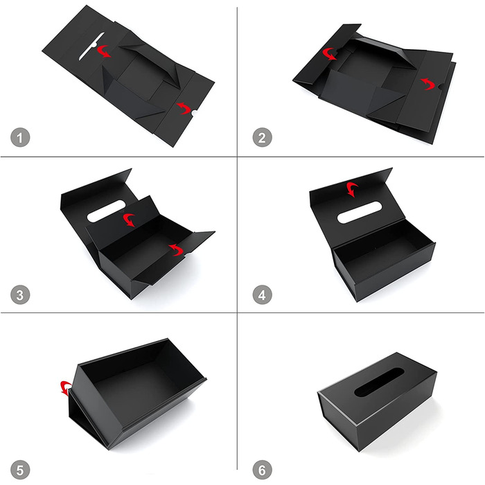 Коробка для серветок JiaWei, прямокутна коробка для серветок 23,5 x 12 x 7,8 см паперова коробка для серветок, коробка для серветок, диспенсер для серветок, тримач для серветок, кришка коробки для серветок-чорний (чорний (3 шт.), 23,5x12x7,8 см (всередині