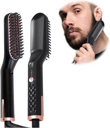 Електрична щітка для випрямлення бороди Bartglätter для чоловіків 3 в 1, 3 температурні режими, швидкий нагрів за 30 секунд, для дому та салону