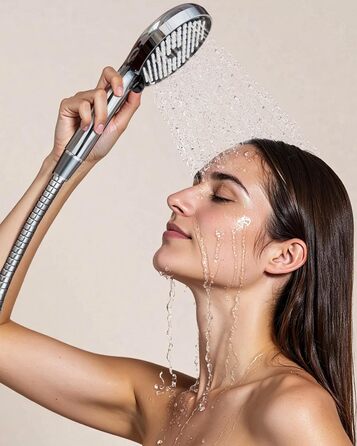 Фільтр для душу Cobbe зі шлангом, ручна лійка з 3 вугільними фільтрами, душова лійка з 6 режимами, високонапірний економічний душ з фільтром від накипу для жорсткої води, видаляє 99% хлору (чорний)