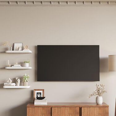 Набір полиць на стіну Wandregal з дерева (3 шт) білі, плаваючі полиці з прихованим кріпленням для вітальні, спальні, кухні, для книг та декору