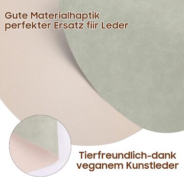 Набори підтарілок YIHELU: 6 шт., овал, зелено-кремовий, з екошкіри, миючіся, неслизькі, для кухні та їдальні