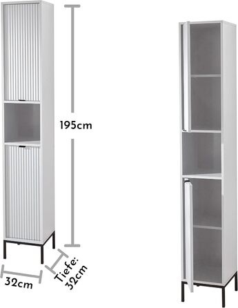 Тумба для ванної кімнати LUCERA 60x60x32 см, біла, матова, багато місця для зберігання, висока шафа