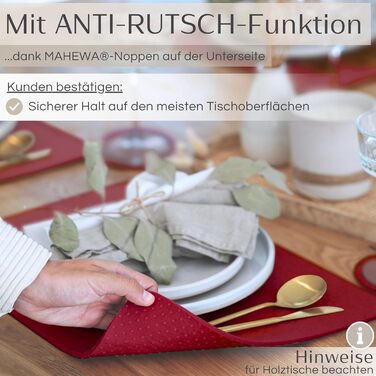 MAHEWA® Преміум комплект підкладок під тарілки з фетру, 6 шт. (Антрацит/Коричневий, Бордовий) - нековзні, миючі, для дому