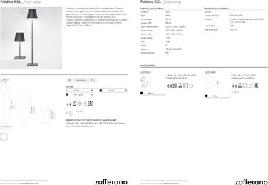 Zafferano Poldina XXL: Бездротова LED-стійка лампа з регулюванням висоти, диммер, 69-150 см, для дому та саду (темно-сірий)