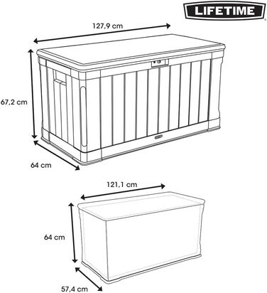 Садовий ящик для зберігання Lifetime 60089, 127x64x67 см, коричневий, стійкий до УФ-випромінювання