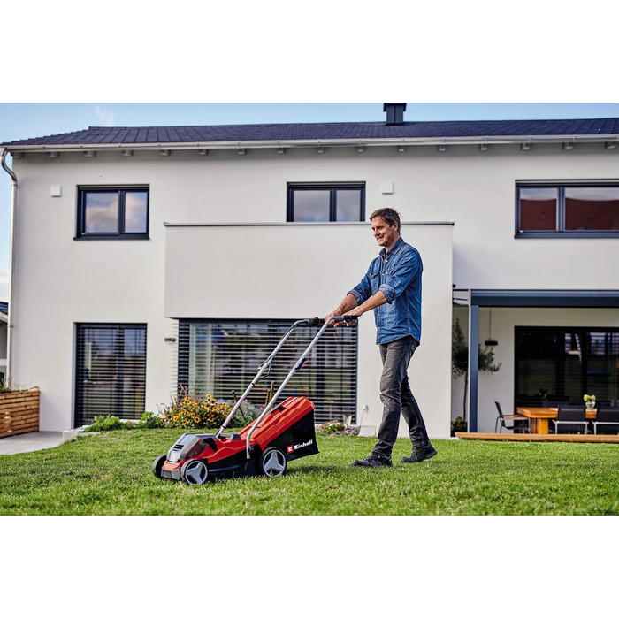 Акумуляторний газонокосарка Einhell GE-CM 36/33 Li Kit Power X-Change (36 В, ширина косіння 33 см, до 250 м², кошик 30 л, висота стрижки 25-65 мм, 2 x 2.5 Ah акумулятори + 2 зарядні пристрої)