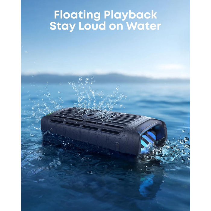 Soundcore Boom 3i від Anker – портативна Bluetooth колонка, водонепроникна IP68, 50W, 16 годин, світлодіодна підсвітка, TWS Stereo, для риболовлі, каякінгу, кемпінгу (Ozeanblau)