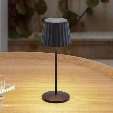 LED акумуляторна настільна лампа Lindby з димером та сенсорним керуванням, портативна, IP54, для дому та саду (чорна)