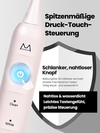 Електрична зубна щітка для дорослих B10PRO-Rosa, 5 режимів, 48000 VPM, IPX8, акумулятор 180 днів, таймер, 4 насадки, чохол