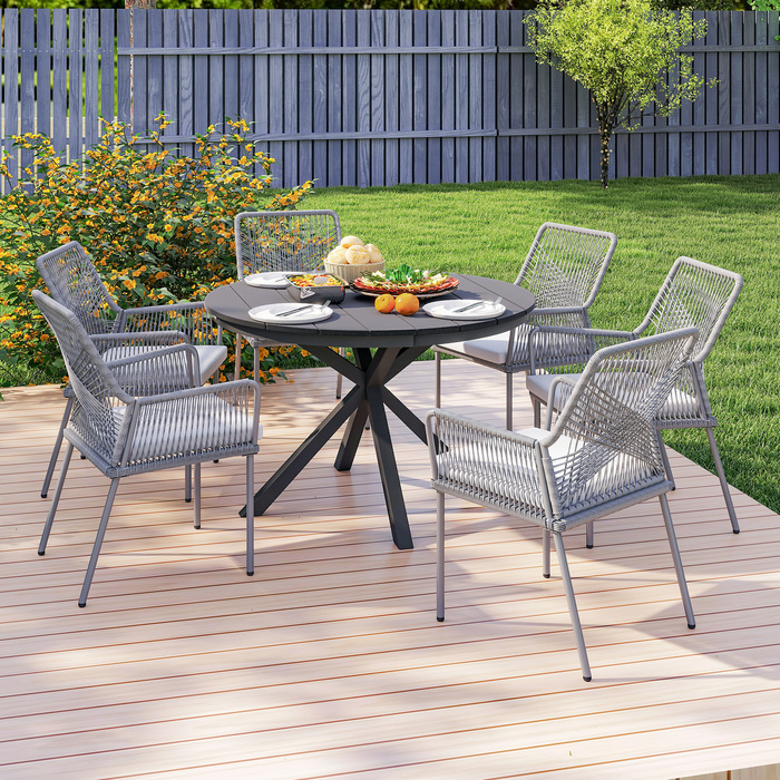 Круглий садовий стіл діаметром 118 см з алюмінієвим каркасом для балкона, веранди, тераси, чорного кольору