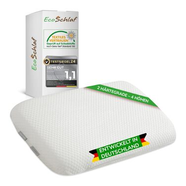 Ортопедична подушка OrthoDual з Dual Memory Foam для сну на боці - підтримка шиї, зменшення болю в шиї (60x35x9,5/12)