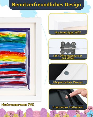 Рамка для дитячих малюнків Ciscle, A3, для творчості та робіт, з фронтальним відкриванням, 1 шт. (біла)