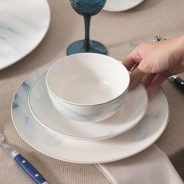 Новий набір посуду Karaca Ria з 39 предметів на 12 персон, сірий - Елегантний ансамбль порцелянового посуду з 12 обідніми тарілками, 12 тарілками для супу, 12 мисками, 2 маленькими овальними тарілками та 1 великою овальною тарілкою