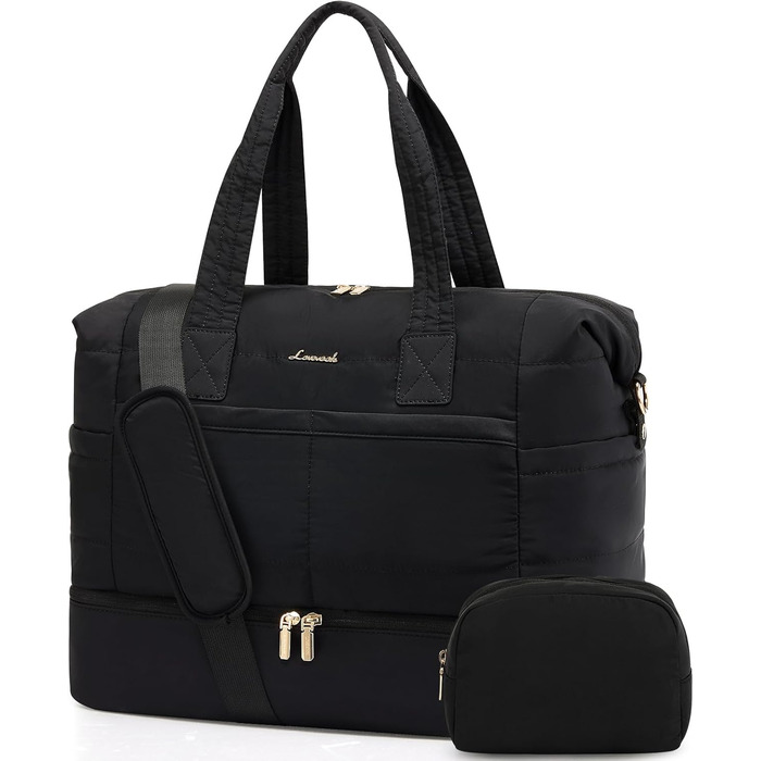 Сумка-вихідні LOVEVOOK для жінок, місткий дорожній саквояж з відділенням для взуття та косметичкою, 52x38x25 см (50 л), кольори: бежевий, оливковий, чорний