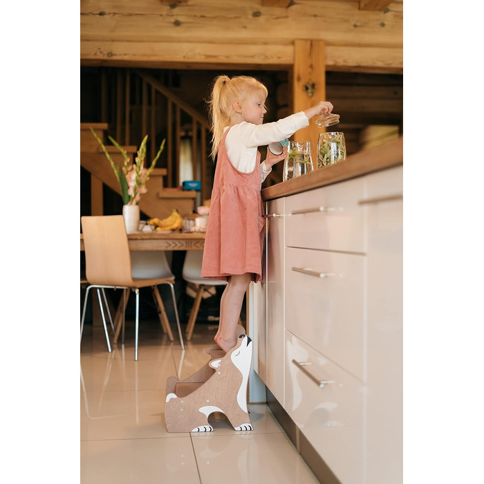 Дитячий тритуходер Wild Kids Modern Tritthocker з дерева, 2 сходинки, для ванної кімнати, натхненний меблями Монтессорі (колір: коричневий, світло-коричневий)