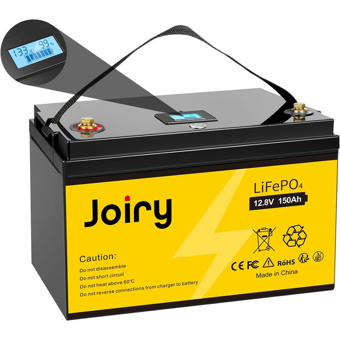 Акумуляторна батарея Joiry 12V 50Ah LiFePO4, 640 Втгод, понад 5000 циклів, з BMS, чудово підходить для сонячної системи, човна, дому