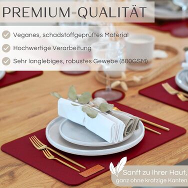 MAHEWA® Преміум комплект підкладок під тарілки з фетру, 6 шт. (Антрацит/Коричневий, Бордовий) - нековзні, миючі, для дому