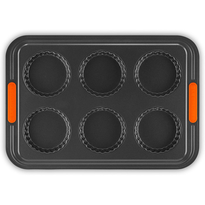 Форма для тарт з антипригарним покриттям LE CREUSET, 7 см, для 12 порцій, стійка до кислого тіста, з вуглецевої сталі, антрацит/помаранчевий