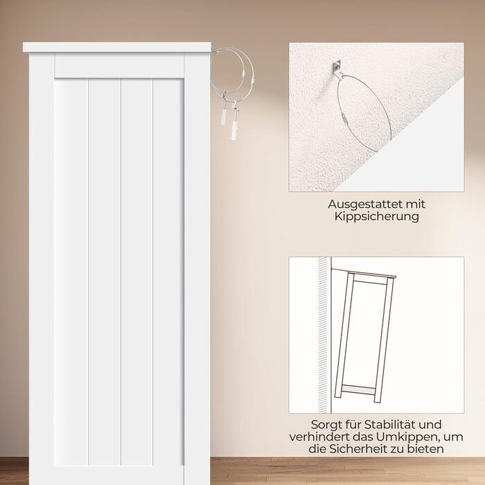 Шафа для ванної кімнати Yaheetech з 4 висувними ящиками та 2 дверцятами, тумбочка для ванної кімнати, шафа для підлоги, з регульованою полицею, для ванної кімнати, вітальні, коридору, кухні, білий, 81 × 30 × 83 см