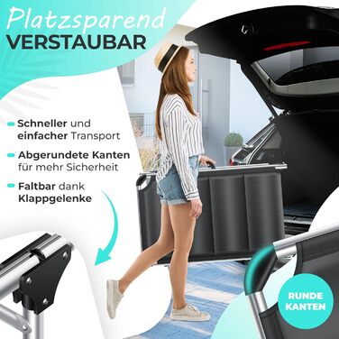 Розкішна шезлонг KESSER Sun з дахом для саду: регульована спинка, зручний матеріал, алюмінієвий каркас, портативна, чорний колір