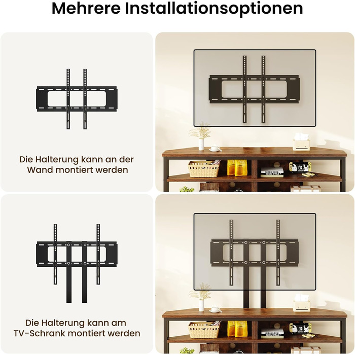 Тужба з полицями та кріпленням для телевізора Dripex кутова низька 120 см з LED підсвіткою