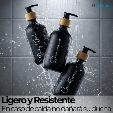 Набір дозаторів для мила в ванну кімнату, матовий чорний, 500 мл, 3 шт. для гелю та шампуню, з воронкою, елегантний та практичний