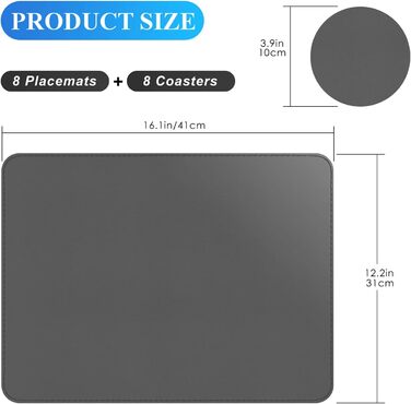 Набори підставки під тарілки APLKER, 8 шт., водонепроникні, з імітацією шкіри, 16 x 12 дюймів, для дому, кухні, ресторану