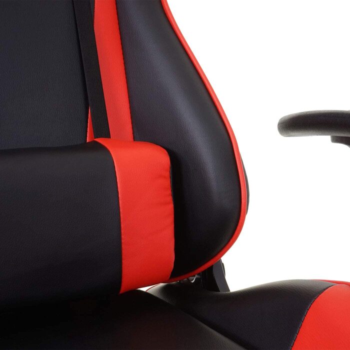 Ігрове крісло Mendler Relax HWC-D25 XXL, робоче крісло для ігор, підставка для ніг вагою 150 кг - чорний / червоний