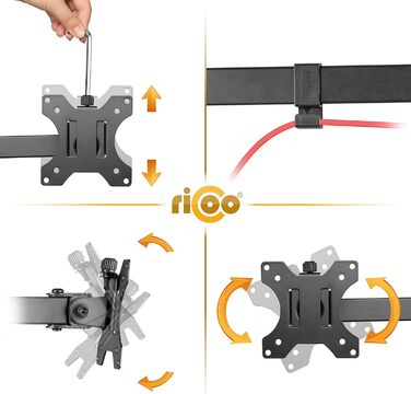 Підставка для монітора RICOO на 2 монітори, Dual Monitor Arm, TS3811, для 17-27 дюймів, PC Gaming, стіл