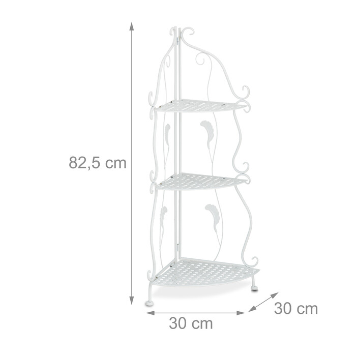 Relaxdays Біла металева кутова полиця з 3 полицями