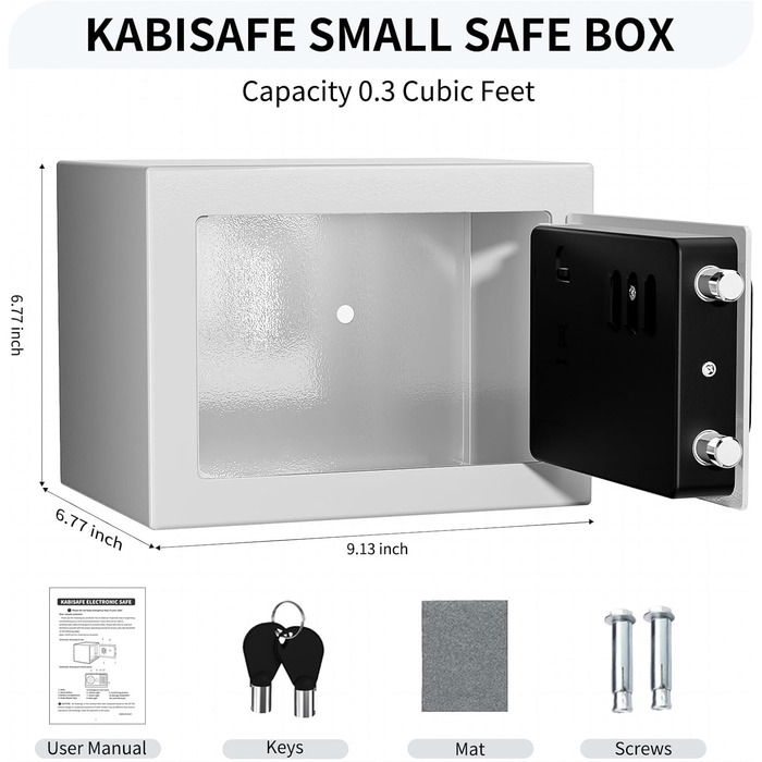 Цифровий сейф KABISAFE 6.8 л: компактний сейф для дому та офісу, білий
