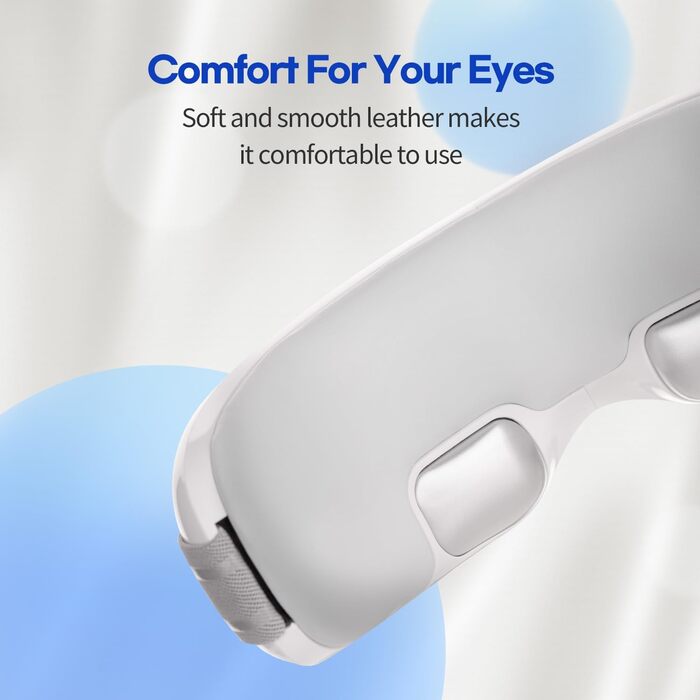 Масажер для очей HubiCare з підігрівом та охолодженням, компресією та вібрацією, Bluetooth, для зняття мігрені та сухості очей