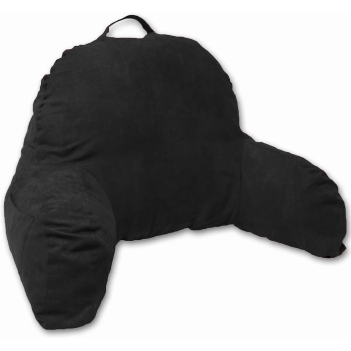 Підголовник для ліжка Deluxe Comfort з мікросуєду - м'яке крісло для читання та відпочинку з підлокітниками, чорний