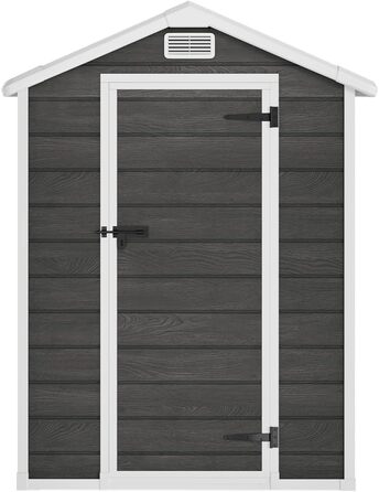 Садовий будиночок STEELSØN Novara 192x92x151 см – пластиковий сарай для інструментів з вікном, стійкий до погодних умов, темно-сірий