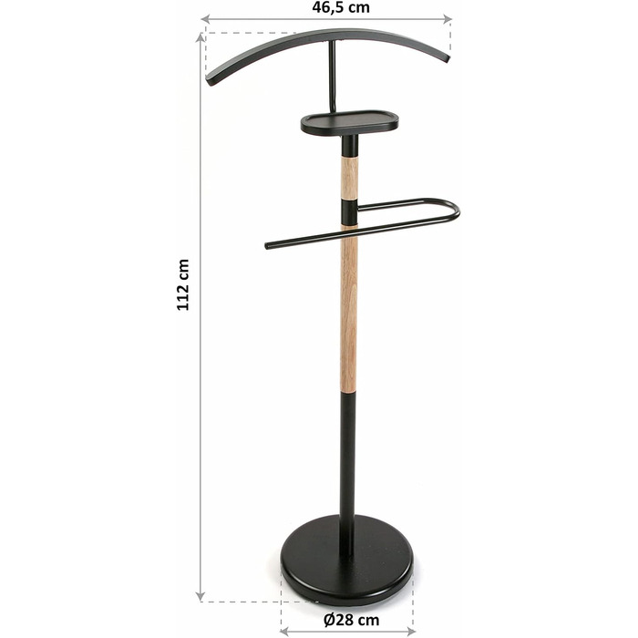 Верса Холстебро - сучасний чоловічий вішак з 2 гачками, 112 x 28,8 x 46,5 см, метал та дерево, білий (чорний)