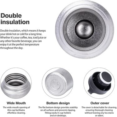 Термос iBasingo 600 мл з подвійними стінками, ізольований, для напоїв, зберігає тепло та холод, Ti3010D