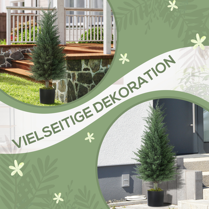 Набір з 2 штучних кипарисових рослин, 362 пластикових листя, горщик, стійкі до УФ-випромінювання, зелені