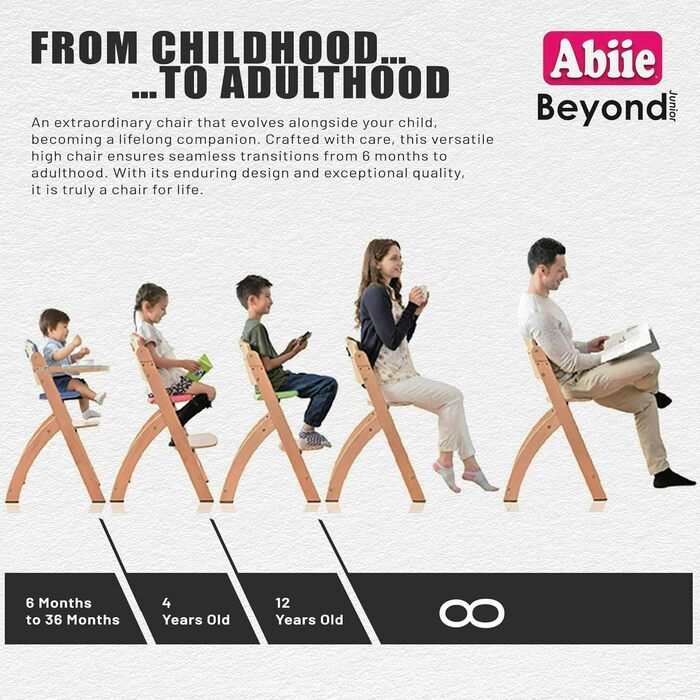Дерев'яний виносний стільчик для годування Abiie Beyond - стільчик для дітей від 6 місяців до 250 фунтів