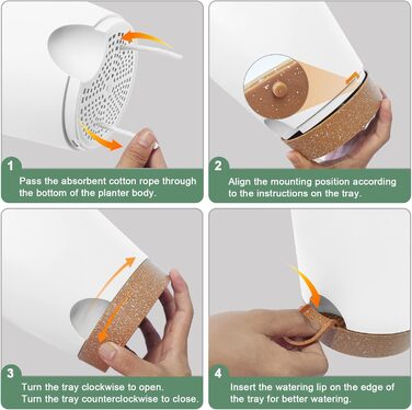 5 шт. пластикові горщики для квітів з системою поливу, 17.8/16.5/15.2/13.9/12.7 см. Самополивні горщики з підставкою, круглі, для дому, балкону, саду, сукулентів, кактусів, зелені (білі)
