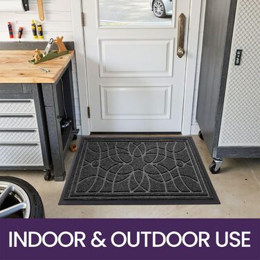 Килимок для дому та вулиці DEXI, 60 x 90 см, антиковзаючі, миється, вологостійкий, сірий